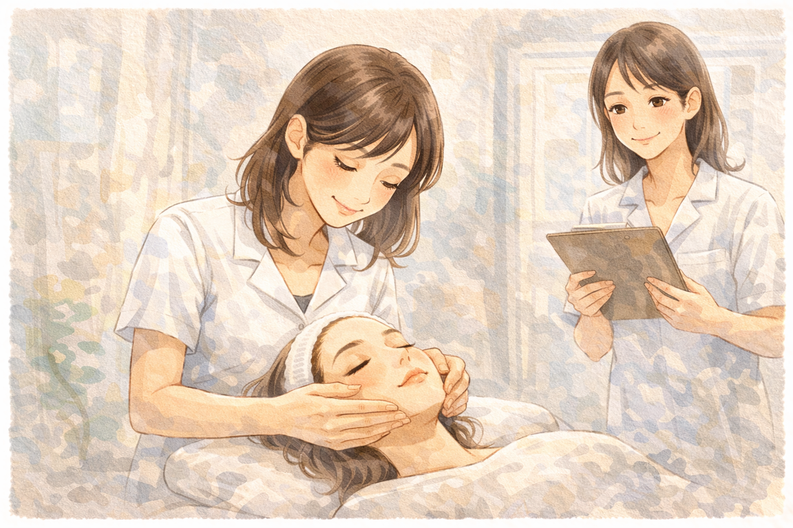 フェイシャルマッサージレッスンの雰囲気