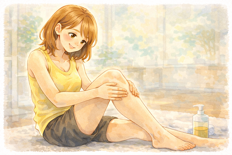 足をリンパドレナージュする女性