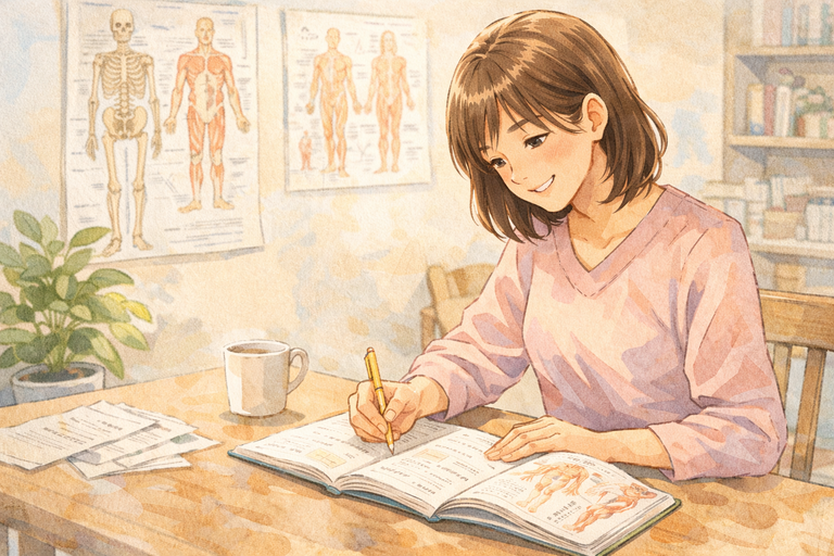 勉強に集中する女性