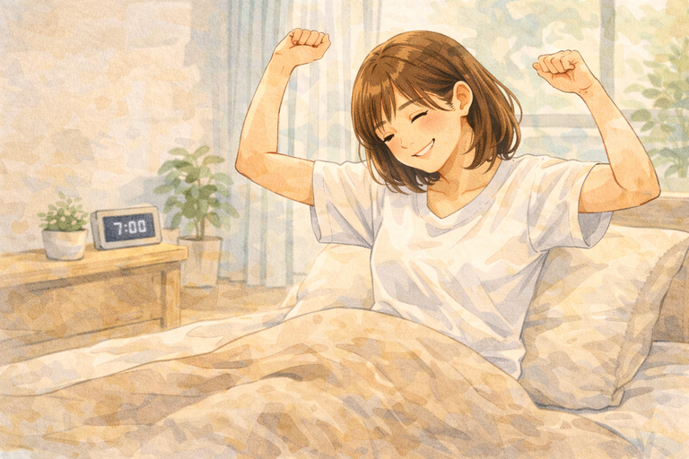 朝のストレッチと陽光