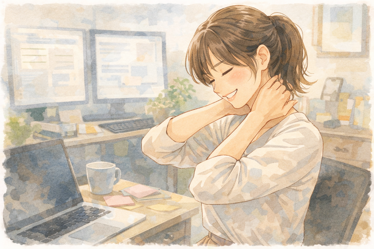 オフィスでリラックスする女性